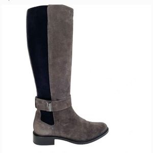 Aquatalia Giada Weatherproof Suede Boots Tall‎ Gray Black
